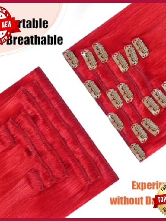 20 Inch Human Hair Clip-In Extensions, 7 Piece Set for Volume & Styling